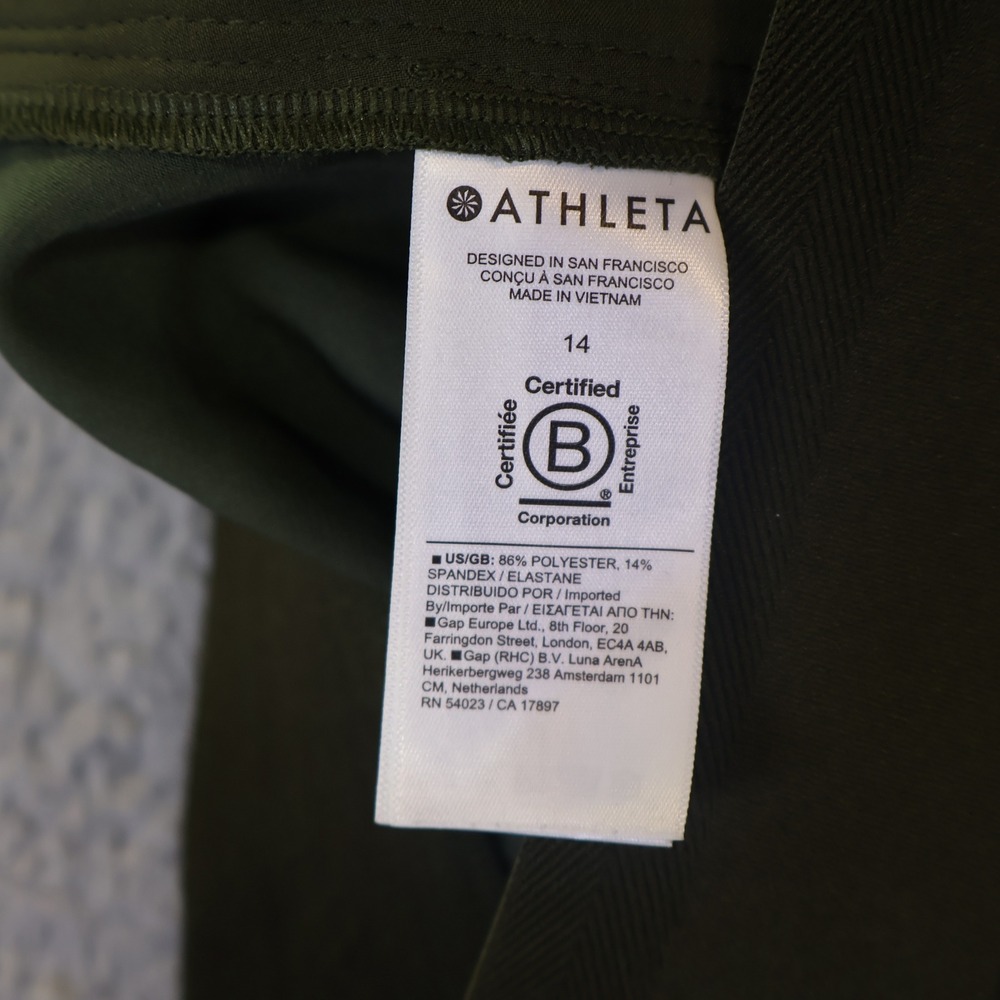 Athleta Headlands Hybrid Cargo II Tights 14 Olive Green Hiking Pants 467187-05 - Picture 4 of 9